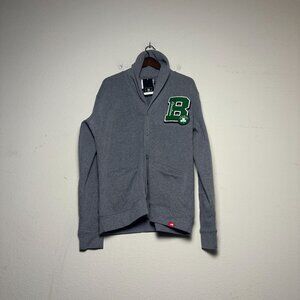 NBA Boston Celtics Sweater Men M Grey Green Button Up Casual Minimal Basketball